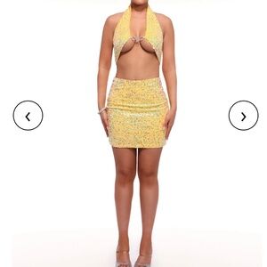 Yellow Halter Top and Skirt Set